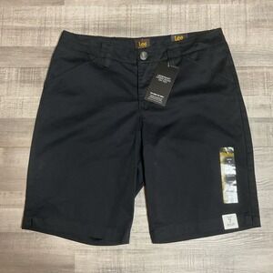 Lee Shorts Womens Medium Black Midrise Bermuda Casual Size 6 Summer Lightweight‎
